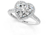 White gold Heart Cut Halo Round Diamond Pavé Band with Four-Prong Setting_4