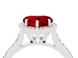 White gold Heart Cut Halo Round Diamond Pavé Band with Four-Prong Setting_4