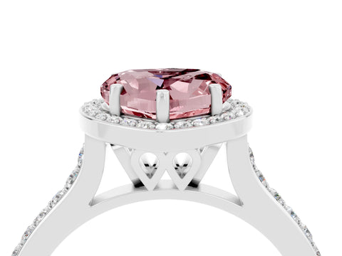 White gold Heart Cut Halo Round Diamond Pavé Band with Four-Prong Setting_4