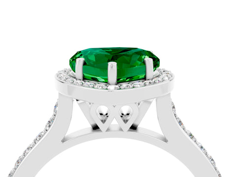 White gold Heart Cut Halo Round Diamond Pavé Band with Four-Prong Setting_4