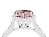 White gold Heart Cut Halo Round Diamond Pavé Band with Four-Prong Setting_4