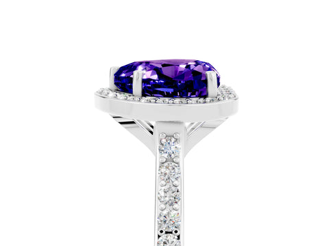 White gold Heart Cut Halo Round Diamond Pavé Band with Four-Prong Setting_5