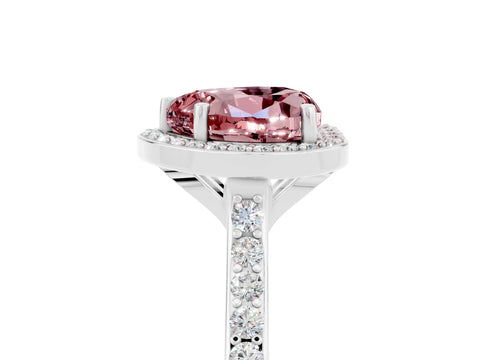 White gold Heart Cut Halo Round Diamond Pavé Band with Four-Prong Setting_5