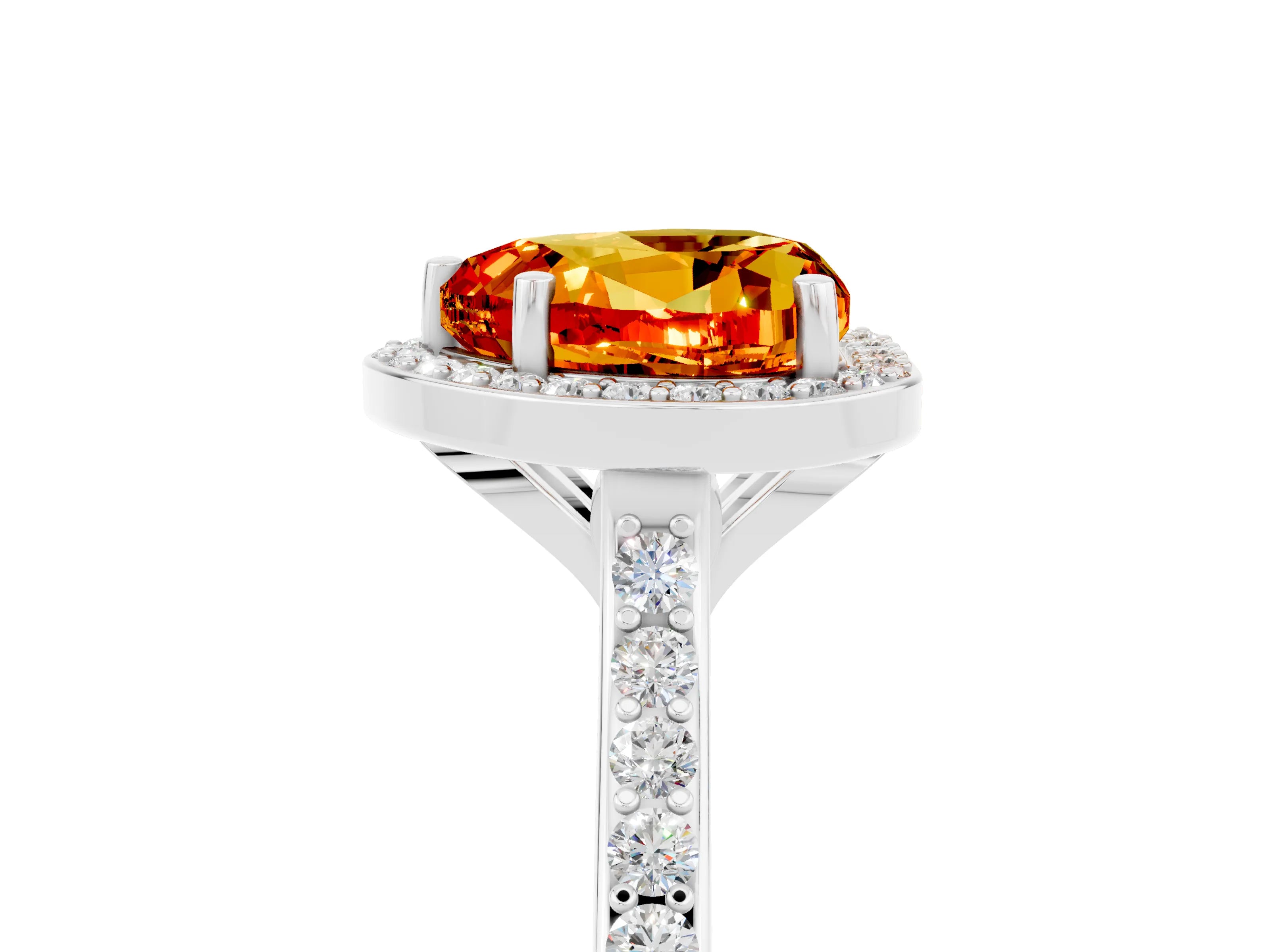 White gold Heart Cut Halo Round Diamond Pavé Band with Four-Prong Setting_5