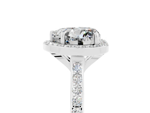 White gold Heart Cut Halo Round Diamond Pavé Band with Four-Prong Setting_5