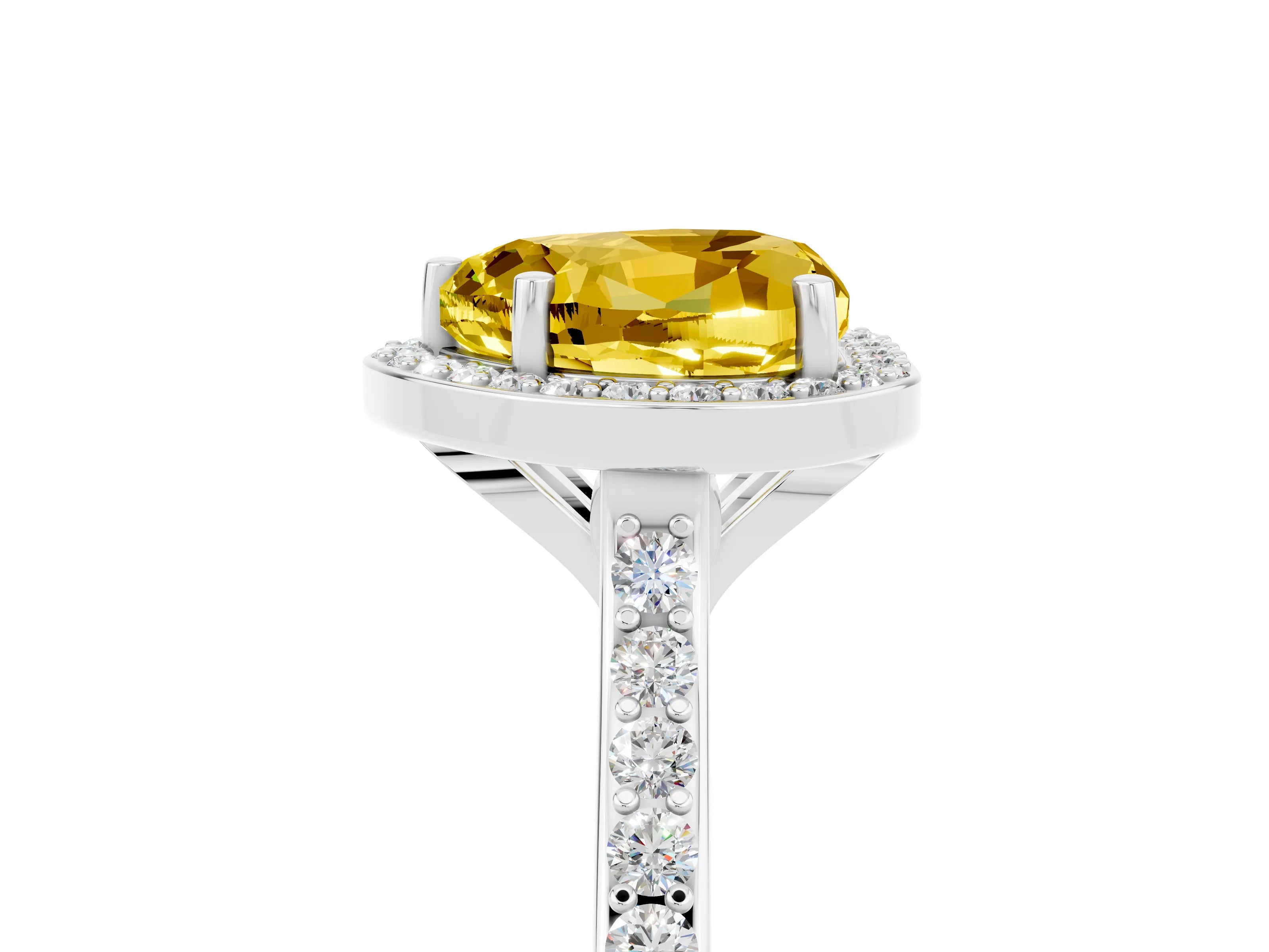 White gold Heart Cut Halo Round Diamond Pavé Band with Four-Prong Setting_5