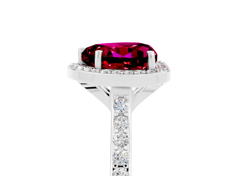 White gold Heart Cut Halo Round Diamond Pavé Band with Four-Prong Setting_5