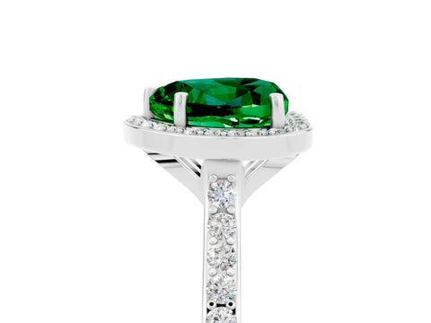 White gold Heart Cut Halo Round Diamond Pavé Band with Four-Prong Setting_5