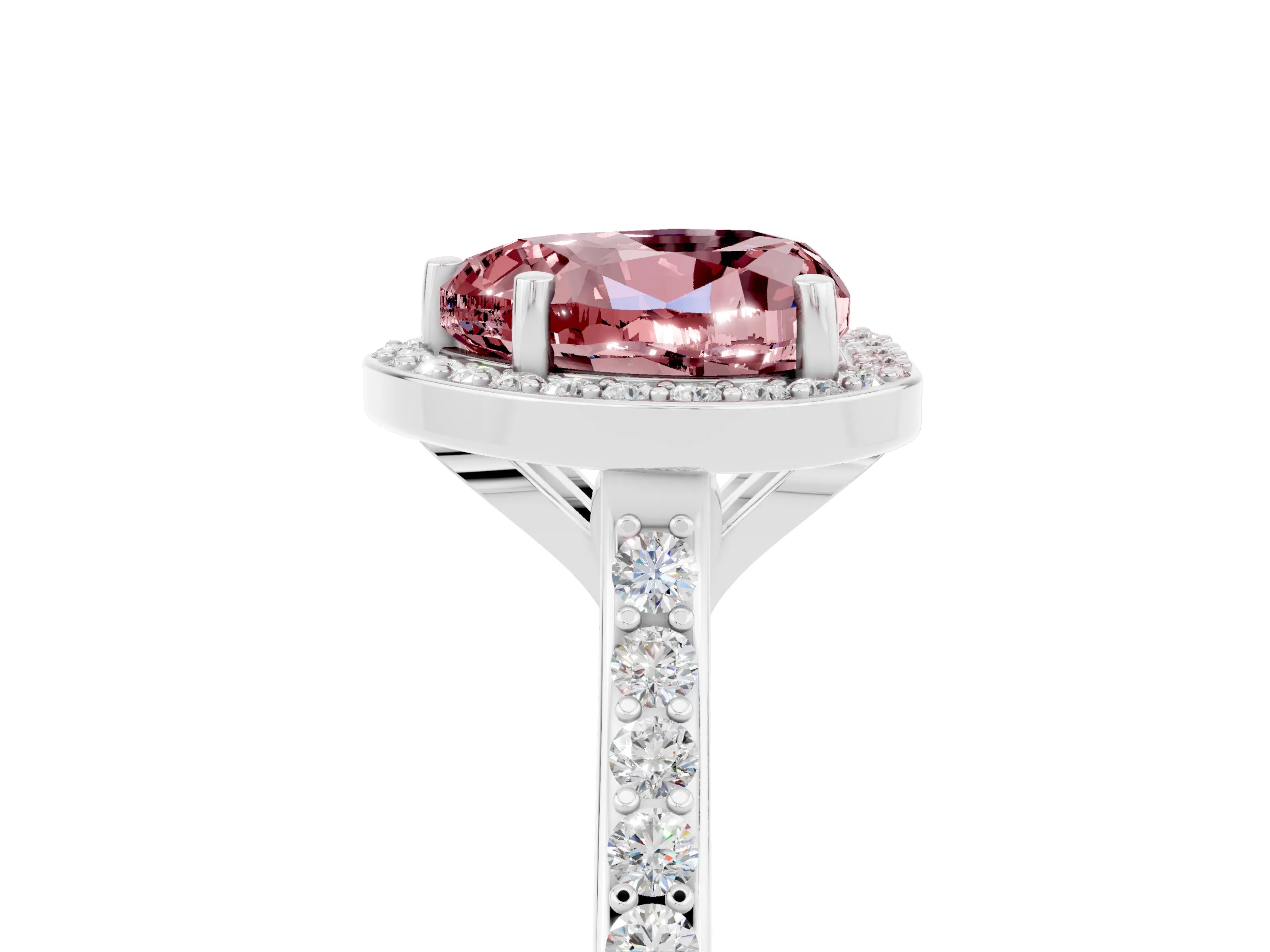 White gold Heart Cut Halo Round Diamond Pavé Band with Four-Prong Setting_5