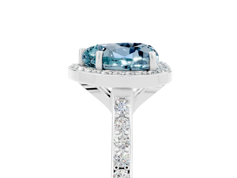 White gold Heart Cut Halo Round Diamond Pavé Band with Four-Prong Setting_5