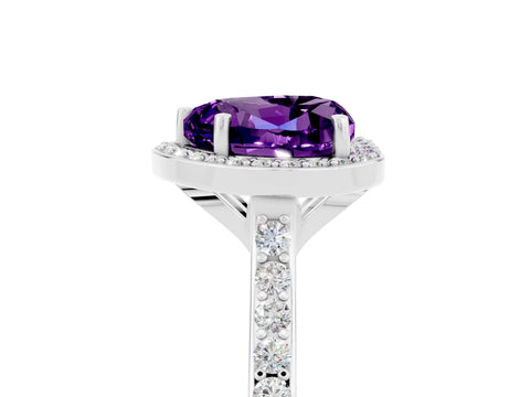 White gold Heart Cut Halo Round Diamond Pavé Band with Four-Prong Setting_5