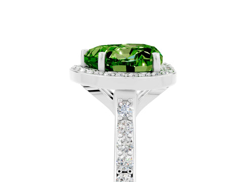 White gold Heart Cut Halo Round Diamond Pavé Band with Four-Prong Setting_5