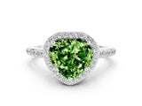 White gold Heart Cut Halo Round Diamond Pavé Band with Four-Prong Setting
