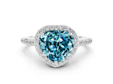 White gold Heart Cut Halo Round Diamond Pavé Band with Four-Prong Setting