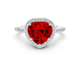 White gold Heart Cut Halo Round Diamond Pavé Band with Four-Prong Setting