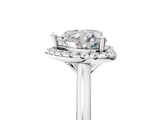 White gold Heart Cut Halo Round Diamond Solitaire Engagement Ring with Pave Band and Four-Prong Setting_12