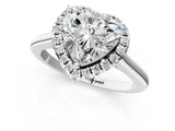 White gold Heart Cut Halo Round Diamond Solitaire Engagement Ring with Pave Band and Four-Prong Setting_8