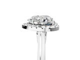 White gold Heart Cut Halo Round Diamond Solitaire Ring with Pavé Band and Four-Prong Setting_5