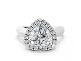 White gold Heart Cut Halo Solitaire Engagement Ring with Square Band and Four-Prong Setting_123
