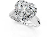 White gold Heart Cut Halo Solitaire Engagement Ring with Square Band and Four-Prong Setting_131