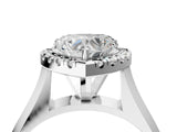 White gold Heart Cut Halo Solitaire Engagement Ring with Square Band and Four-Prong Setting_134