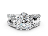 White gold Heart Cut Halo Split Shank Diamond Ring with Four-Prong Setting_76