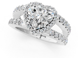 White gold Heart Cut Halo Split Shank Diamond Ring with Four-Prong Setting_77