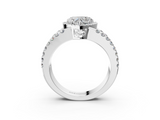 White gold Heart Cut Halo Split Shank Diamond Ring with Four-Prong Setting_79