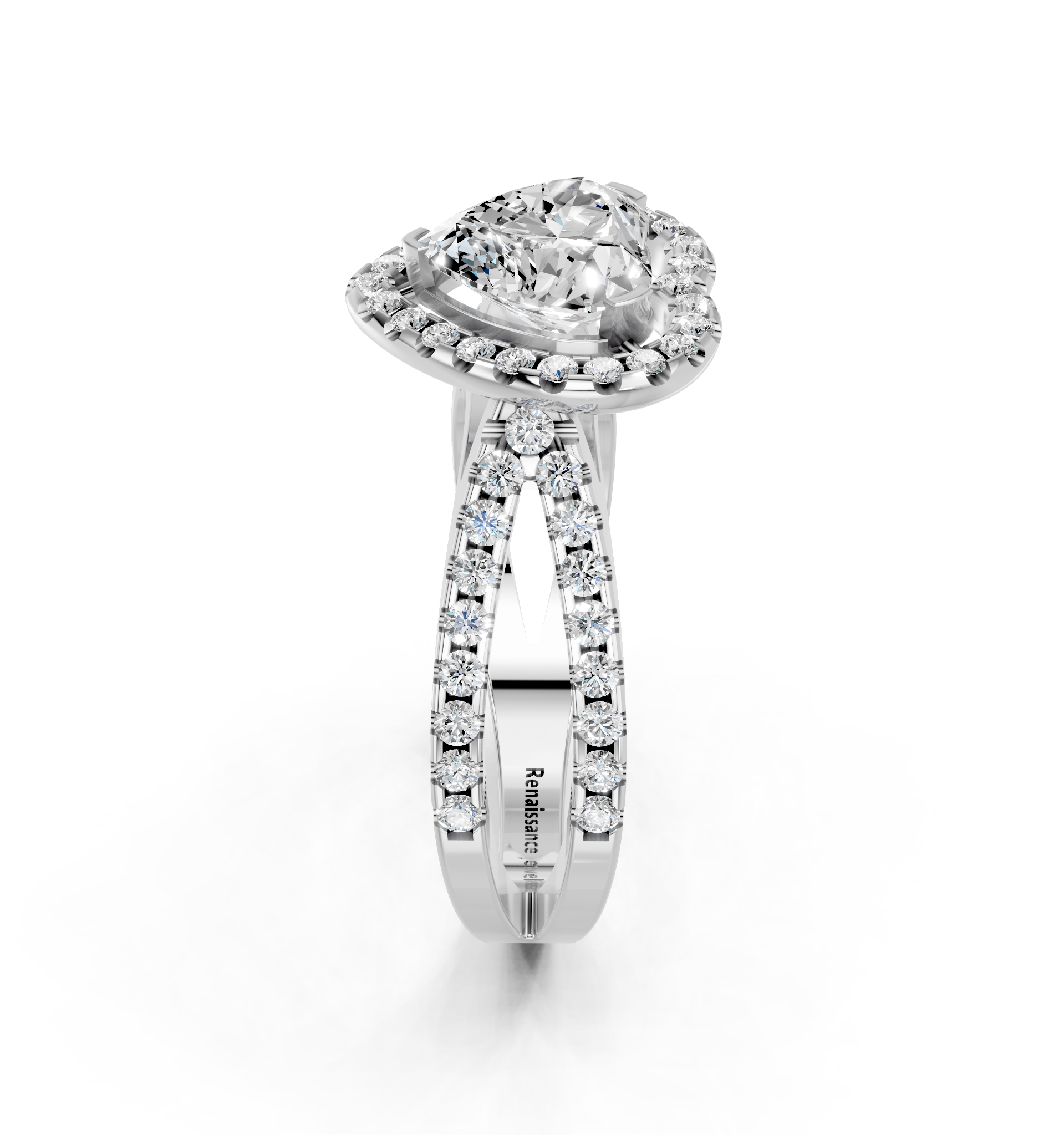 White gold Heart Cut Halo Split Shank Pave Set Ring_27