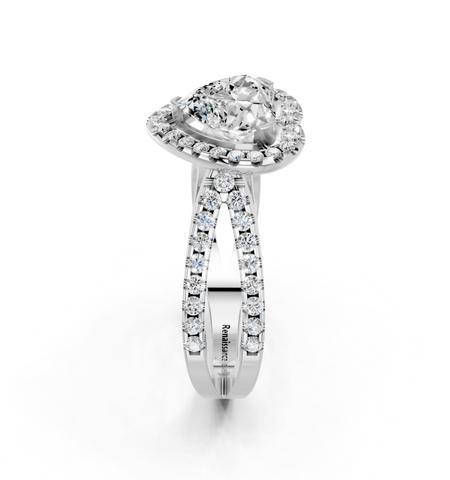 White gold Heart Cut Halo Split Shank Pave Set Ring_27