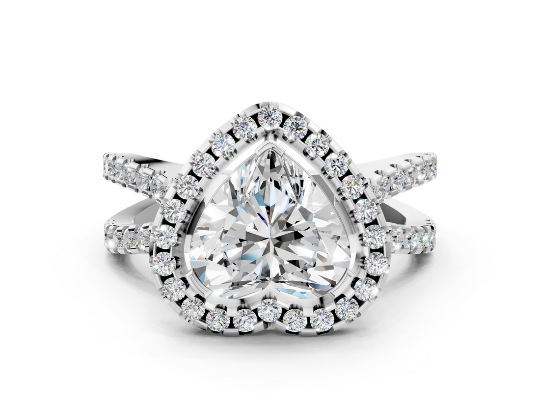 White gold Heart Cut Halo Split Shank Pave Set Ring_66