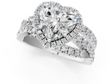 White gold Heart Cut Halo Split Shank Prong Setting Ring_112