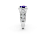 White gold Heart Cut Halo Tanzanite Ring with Split Shank and Four-Prong Setting_2