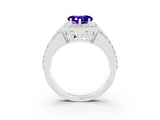 White gold Heart Cut Halo Tanzanite Ring with Split Shank and Four-Prong Setting_3