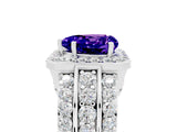 White gold Heart Cut Halo Tanzanite Ring with Split Shank and Four-Prong Setting_5