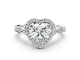 14K White Gold Halo Twist Band with Four-Prong Setting