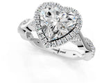 White gold Heart Cut Halo Twist Band with Four-Prong Setting_222