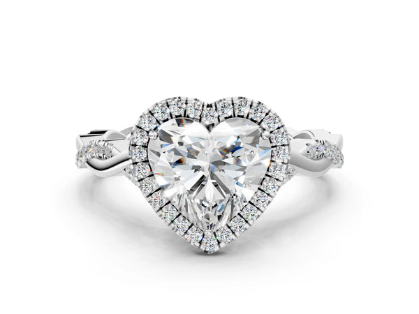 White gold Cushion Halo Twist Band with Four-Prong Setting