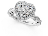 White gold Heart Cut Halo Twisted Band Four-Prong Ring_47