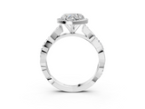 White gold Heart Cut Halo Twisted Band Four-Prong Ring_49