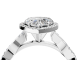White gold Heart Cut Halo Twisted Band Four-Prong Ring_50