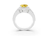White gold Heart Cut Halo Yellow Sapphire Ring with Split Shank and Four-Prong Setting_27