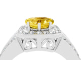 White gold Heart Cut Halo Yellow Sapphire Ring with Split Shank and Four-Prong Setting_28