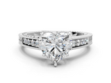White gold Heart Cut Milgrain Channel Set Engagement Ring with Solitaire Prong Setting_62