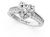 White gold Heart Cut Milgrain Channel Set Engagement Ring with Solitaire Prong Setting_63