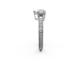 White gold Heart Cut Milgrain Channel Set Engagement Ring with Solitaire Prong Setting_64