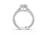 White gold Heart Cut Milgrain Channel Set Engagement Ring with Solitaire Prong Setting_65