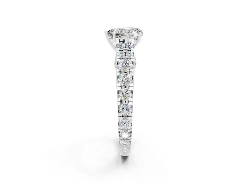White gold Heart Cut Moissanite Classic Solitaire Ring with Pavé Band and Four-Prong Setting_2
