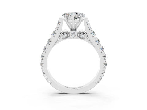 White gold Heart Cut Moissanite Classic Solitaire Ring with Pavé Band and Four-Prong Setting_3