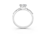 White gold Heart Cut Moissanite Cluster Side Stone Solitaire Ring with Prong Setting_57